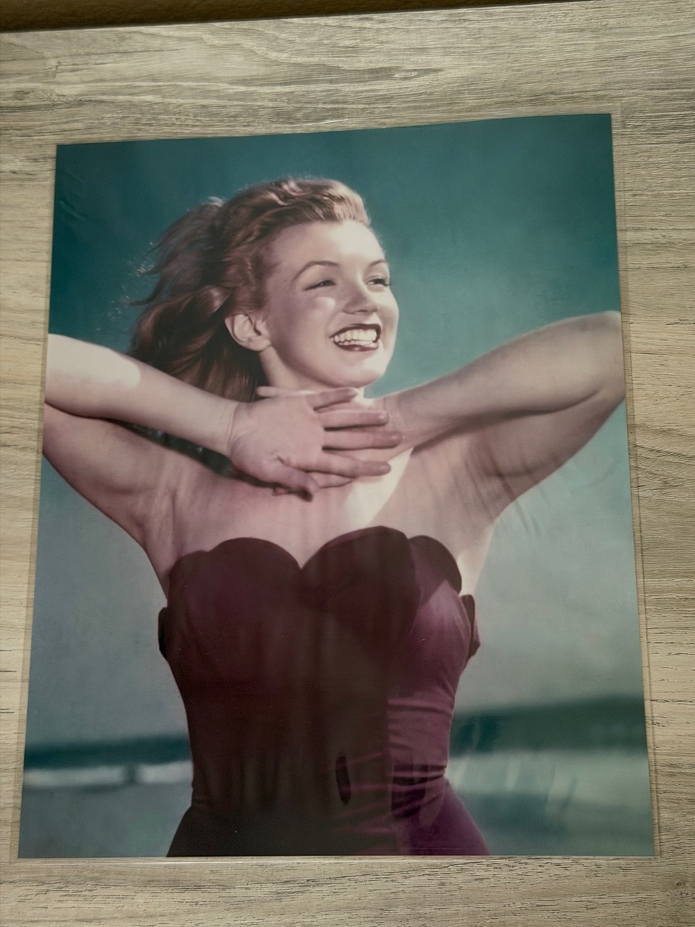 Marilyn Monroe Red Swimsuit 1950s 8x10 color photo